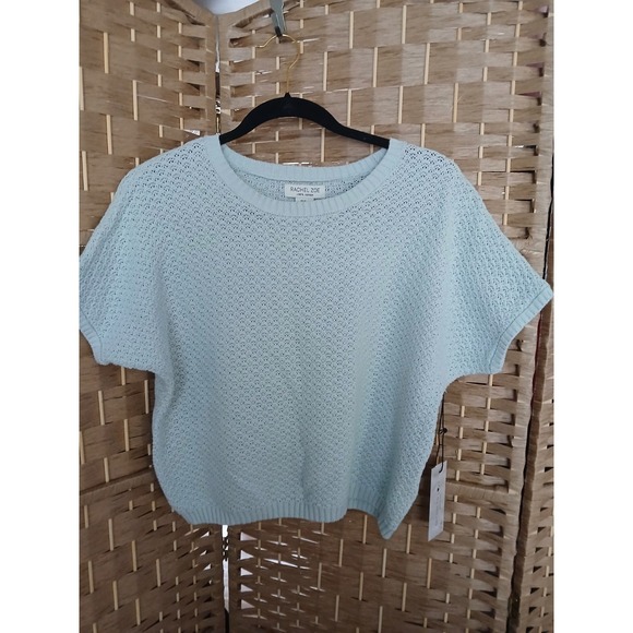 Rachel Zoe Tops - NWT Rachel Zoe Short Sleeve Lt Blue Cropped Cotton Knit Top Sz M Beach Resort